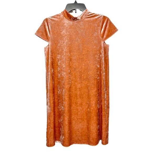 MADEWELL Crushed Velvet Mockneck Mini Dress in Peach Size S - Picture 8 of 10